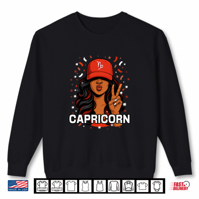 Sweatshirt Capricorn Black Culture Red Hat Symbol Birthday Zodiac Shirt