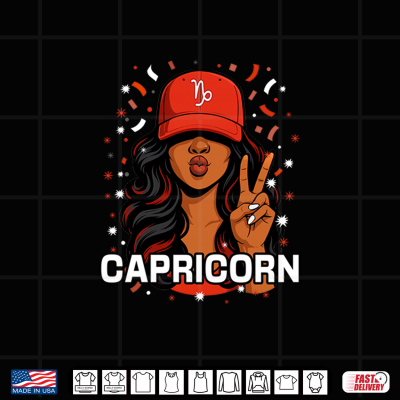 Design Capricorn Black Culture Red Hat Symbol Birthday Zodiac Shirt