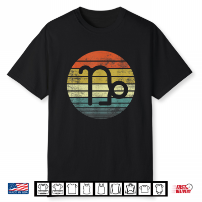 Capricorn Gifts Funny Retro Sunset Zodiac Sign Birthday Shirt