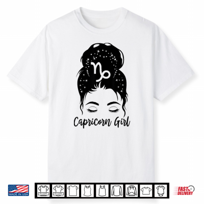 Capricorn Messy Bun Zodiac Symbol Birthday Shirt