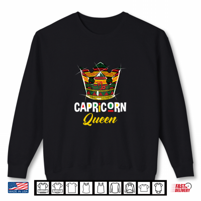 Sweatshirt Capricorn Queen African Pride Zodiac Sign Crown Shirt