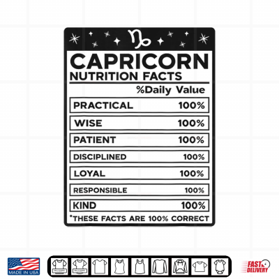 Design Capricorn Nutritional Style Zodiac Design Capricorn Shirt