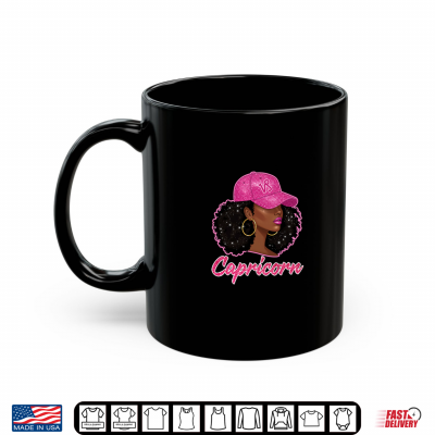 Mug Capricorn Queen Black Culture With Pink Cap Afro Zodiac Shirt