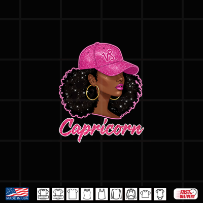 Design Capricorn Queen Black Culture With Pink Cap Afro Zodiac Shirt
