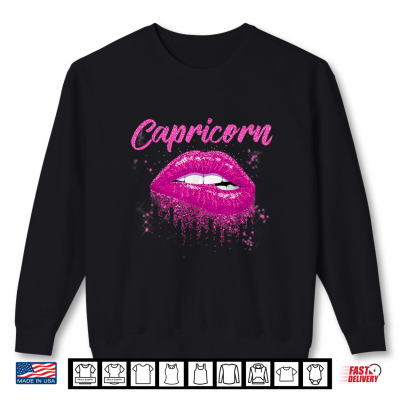 Sweatshirt Capricorn Zodiac Birthday Pink Lips Shirt Black Culture