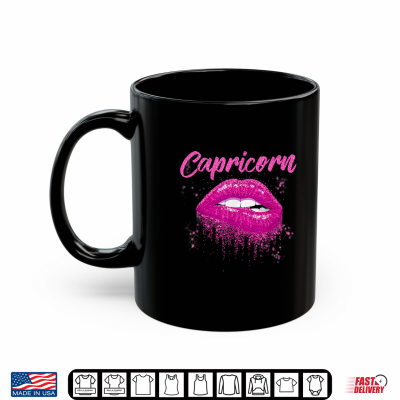 Mug Capricorn Zodiac Birthday Pink Lips Shirt Black Culture