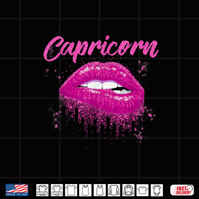 Design Capricorn Zodiac Birthday Pink Lips Shirt Black Culture