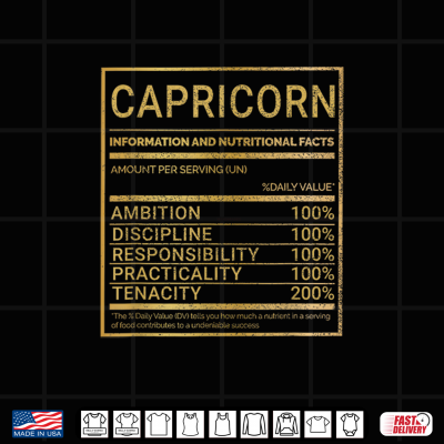 Funny Capricorn Zodiac Astrology Horoscope Nutritional Facts Shirt 4 Design Funny Capricorn Zodiac Astrology Horoscope Nutritional Facts Shirt