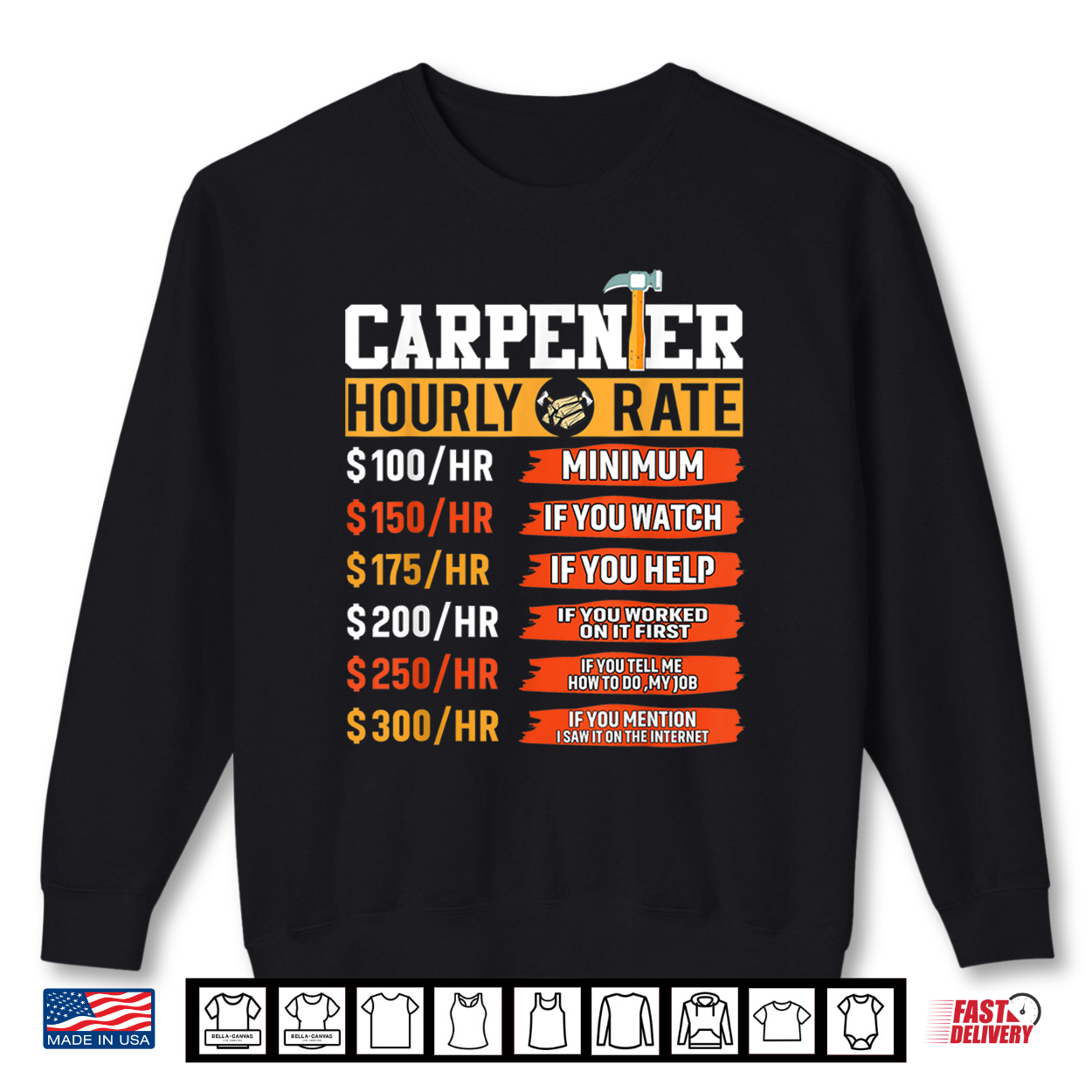 Carpenter Hourly Rate Funny Fathers Day Carpenter Labor Shirt Carpenter Hourly Rate Funny Fathers Day Carpenter Labor Shirt