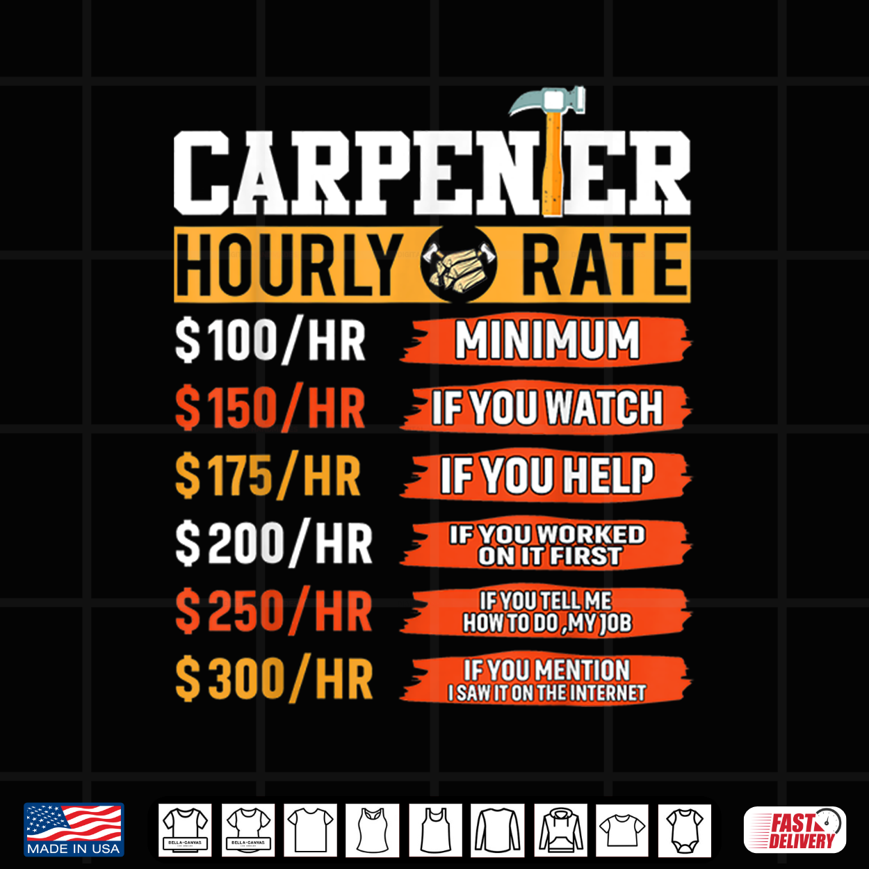 Carpenter Hourly Rate Funny Fathers Day Carpenter Labor Shirt Carpenter Hourly Rate Funny Fathers Day Carpenter Labor Shirt