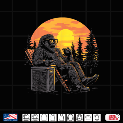 Design HVAC Technician Retro Bigfoot Sasquatch Tech Shirt