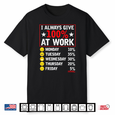 I Always Give 100 Percent At Work Labor Day Union Workers Shirt