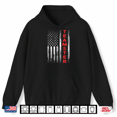 Hoodie Teamster American Flag Patriotic Truck Driver US Trucking Shirt