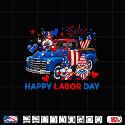 Design Happy Labor Day Fireworks American Flag And Funny Gnomes Shirt