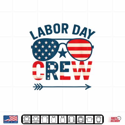 Design Labor Day Crew Retro USA Flag Sunglasses Shirt