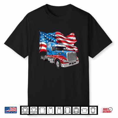 Patriotic Truck Driver Usa Flag Red White And Blue Box Trucks Shirt