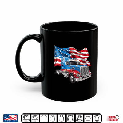 Mug Patriotic Truck Driver USA Flag Red White And Blue Box Trucks Shirt