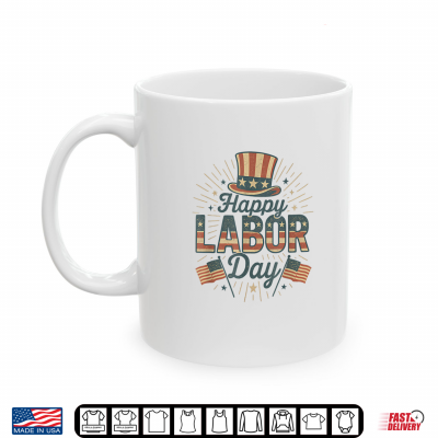 Mug Vintage Happy Labor Day Patriotic American Flag Tee Shirt