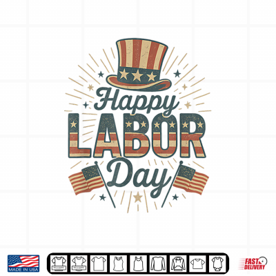 Design Vintage Happy Labor Day Patriotic American Flag Tee Shirt