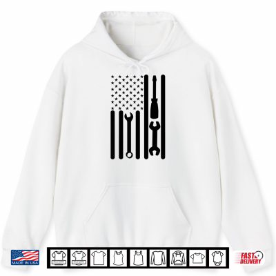 Hoodie Labor Day 2019 American Flag Screwdriver Wrench Funny Gift Shirt