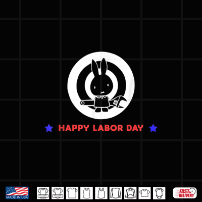 Design Cute Happy Labor Day Bunny Rabbit Holding Wrench Shirt