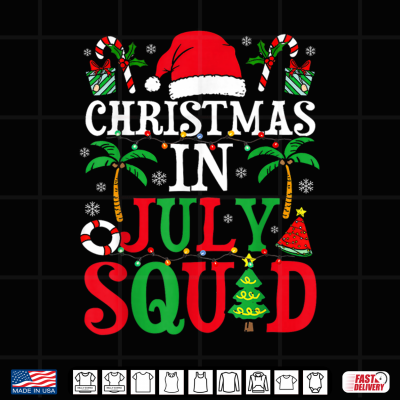 Design Christmas in July Squad Family Group Matching Beach Summer Shirt