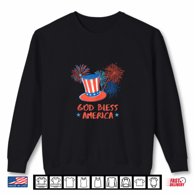 Sweatshirt God Bless America Fireworks Patriotic Shirt