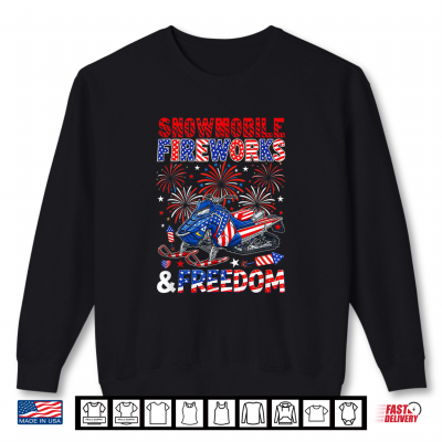 Sweatshirt Snowmobile Freedom and Fireworks 4th July US Flag Patriotic Shirt