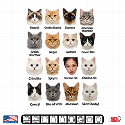 Design Kpop Cat Breed Chart Jennie Blackpink Meme Shirt