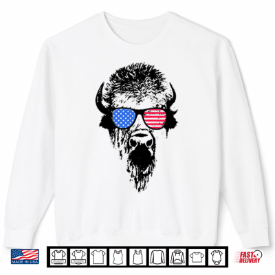 Patriotic Buffalo Usa Flag American Red White Blue Sunglasses Shirt 2 Sweatshirt Patriotic Buffalo USA Flag American Red White Blue Sunglasses Shirt