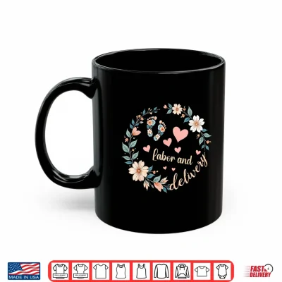 Mug Funny Labor And Delivery Nurse Retro Floral Nursing Shirt