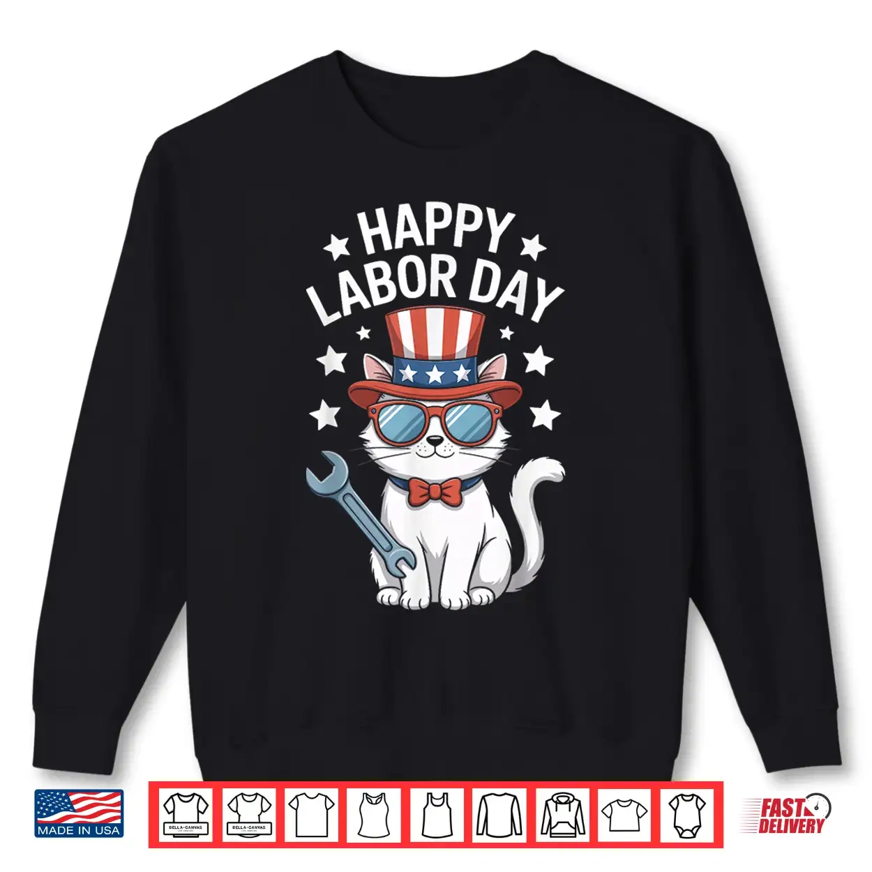 Happy Labor Day Patriotic Cat Wrench Stars Worker Humor Shirt Happy Labor Day Patriotic Cat Wrench Stars Worker Humor Shirt