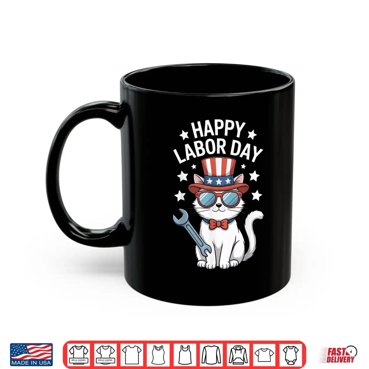 Happy Labor Day Patriotic Cat Wrench Stars Worker Humor Shirt Happy Labor Day Patriotic Cat Wrench Stars Worker Humor Shirt