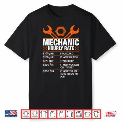 Mechanic Hourly Rate Funny Labor Day Jokes Shirt