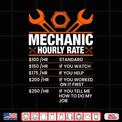Design Mechanic Hourly Rate Funny Labor Day Jokes Shirt