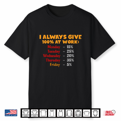 Funny I Always Give 100 Percent At Work Labor Day Shirt