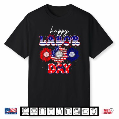 Happy Labor Day American Flag Patriotic Sunflower Shirt