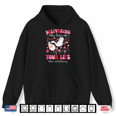 Hoodie Labor And Delivery Nurse Valentine L And D Nurse Valentines Day Shirt