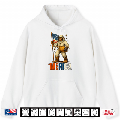 Hoodie Labor Day Beekeeper Bigfoot Honey Worker American Flag U S A Shirt