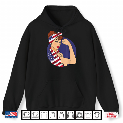 Hoodie Labor Day Shirts Rosie the Riveter American Flag Shirt