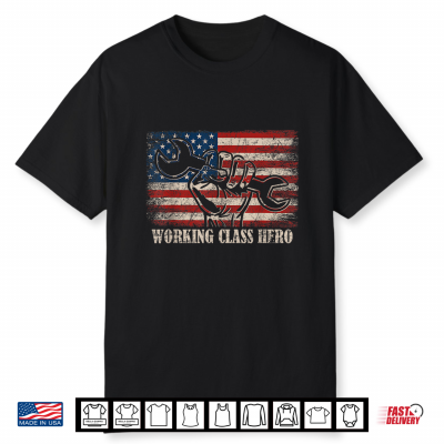 American Working Class Hero Blue Collar Us Flag Labor Day Shirt