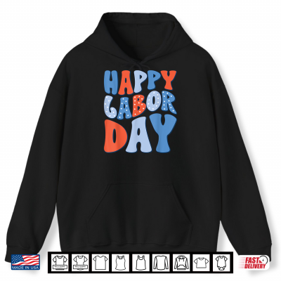 Hoodie Happy Labor Day For Women Labor Day Retro USA Flag Girls Shirt