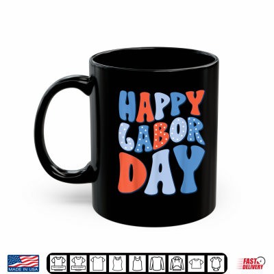 Mug Happy Labor Day For Women Labor Day Retro USA Flag Girls Shirt