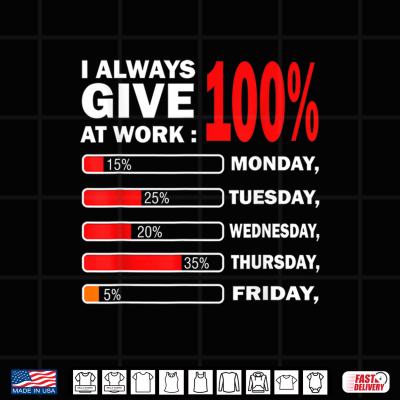 Design Funny I Always Give 100 Percent At Work Labor Day Men Women Shirt