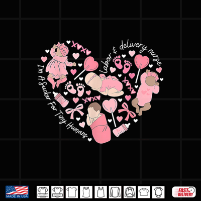 Design Heart Cute Baby Labor Delivery Nurse Valentine Day MBU Shirt