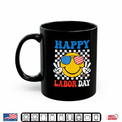 Mug Happy Labor Day Smile Face Patriotic Union Workers U S A Flag Shirt