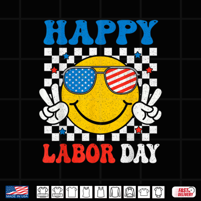 Design Happy Labor Day Smile Face Patriotic Union Workers U S A Flag Shirt