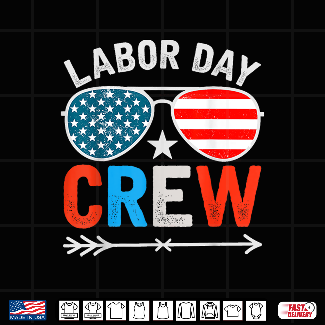 Labor Day Crew Patriotic Sunglasses Stars Stripes Fun Shirt Labor Day Crew Patriotic Sunglasses Stars Stripes Fun Shirt