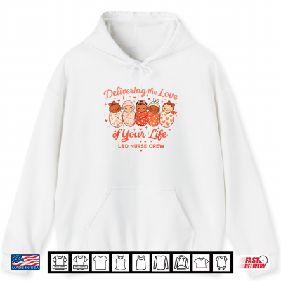 Hoodie Cute Labor Delivery Nurse Crew Heart Graphic Valentines Day Shirt
