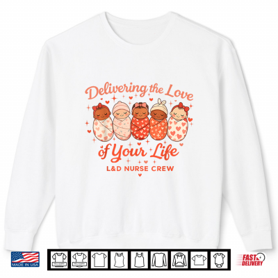 Sweatshirt Cute Labor Delivery Nurse Crew Heart Graphic Valentines Day Shirt